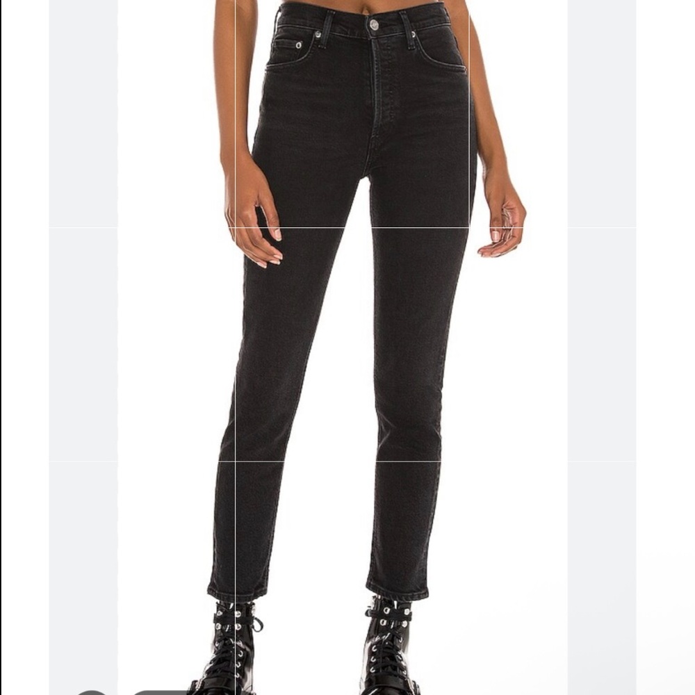 Agolde Nico High Rise Slim in Compilation Black Denim Skinny Jeans Button Fly 24